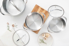 Nồi inox thân đáy liền Tri-Ply Silver Crown, size 18cm