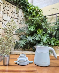 Bình giữ nhiệt 2 lớp có lõi lọc trà inox Kaiyo màu xanh, dung tích 500ml