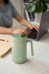 Cốc giữ nhiệt 2 lớp inox Kaiyo kèm lõi lọc trà 350ml, màu xanh mint