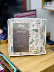 Bộ ga cottton trần bông kèm 2 vỏ gối Kawa size 1,8-2m - mẫu hoa