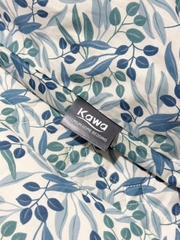 Bộ ga cottton trần bông kèm 2 vỏ gối Kawa size 1,8-2m - mẫu lá xanh