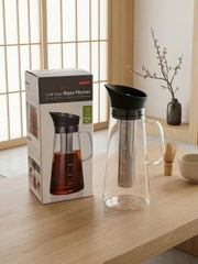 Bình đựng nước, pha trà cafe Cold Brew thủy tinh có lõi lọc inox Momiji 1500ml