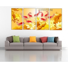 Tranh bộ Sen vàng cá Chép DH1297A (kích thước 120x60cm)