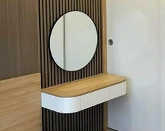 Bàn Trang Điểm Treo Tường Màu Ghi Xám Bo Góc  Cong