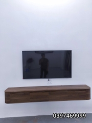 Kệ tivi treo tường full màu óc chó bo góc  200x30x25cm -tv64