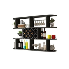 Kệ để rượu 3 tầng bo góc đen (140x100x20cm) KR108