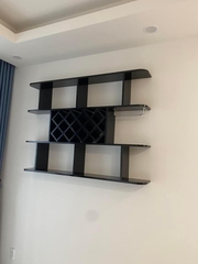 Kệ để rượu 3 tầng bo góc đen (140x100x20cm) KR108