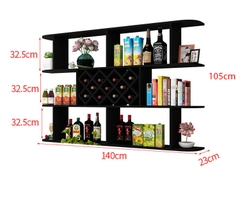 Kệ để rượu 3 tầng bo góc đen (140x100x20cm) KR108