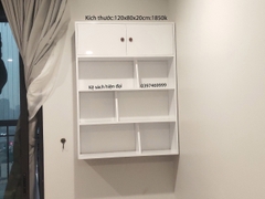 [SALES] Kệ giá sách treo tường có cánh cửa full trắng- KGS112