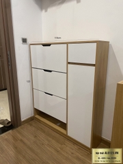 Tủ Giày Dép 3 Cánh Lật kèm Tủ đựng Đồ(120x130x30cm) -TGT02