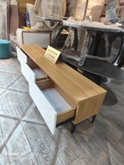 Kệ tivi đặt sàn bắc âu màu sồi ngăn kéo trắng (180x30x40cm) -TVL014