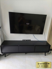 Kệ Tivi Đặt Sàn  Phẳng Bắc Âu Full Đen( 200x35x55cm)