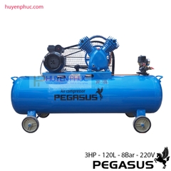 Máy nén khí 3hp pegasus TM-V-0.25/8-120 - Dung tích 120L
