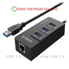 Bộ chia USB 3.0 ORICO 3 cổng USB 3.0 tích hợp cổng Lan Gigabit HR01-U3