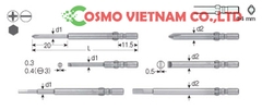 SCREWDRIVER BIT 1,D73+0x2x20x60 | VẶN VÍT VESSEL D73