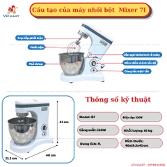 Máy đánh trứng nhồi bột Mixer 7l B7