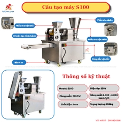 Máy gói và tạo hình sùi cảo, há cảo, bánh gối tự động S100