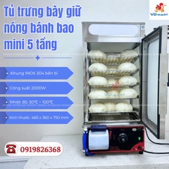 Tủ trưng bày giữ nóng bánh bao mini 5 tầng chính hãng giá rẻ