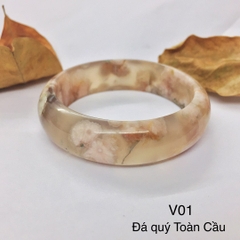 Vòng Tay Bản Liền Ngọc Mã Não Hoa Anh Đào