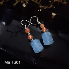 Khuyên Tai Trụ Như Ý Aquamarine