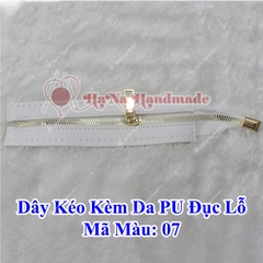 Đoạn dây kéo kèm da Pu đục lỗ 24cm
