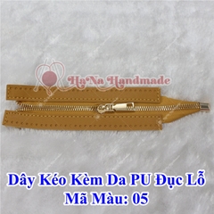 Đoạn dây kéo kèm da Pu đục lỗ 24cm