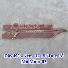Đoạn dây kéo kèm da Pu đục lỗ 24cm