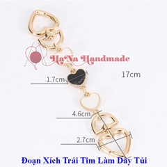 Đoạn xích trái tim khoen mở làm túi