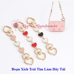 Đoạn xích trái tim khoen mở làm túi