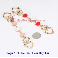 Đoạn xích trái tim khoen mở làm túi