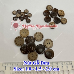Nút gỗ dừa set 10 cái size 1cm -1.5cm -2.0cm
