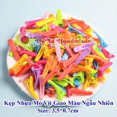 Kẹp nhựa vỏ vịt 3.5cm set 10 cái giao màu ngẫu nhiên