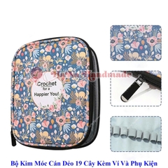 Bộ kim móc cán dẻo 19 cây kèm ví và phụ kiện