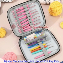 Bộ kim móc cán dẻo 19 cây kèm ví và phụ kiện