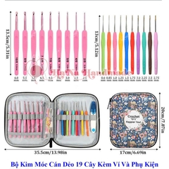 Bộ kim móc cán dẻo 19 cây kèm ví và phụ kiện