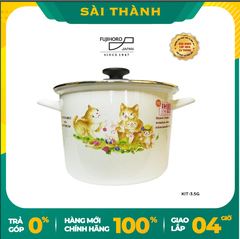 Nồi tráng men Fujihoro Mèo 3.5L KIT-3.5G (nắp thủy tinh)