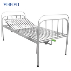 Giường Y Tế Inox 1 tay quay ( có đệm, bánh xe, thành bên , bô)