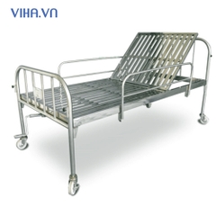 Giường Y Tế Inox 1 tay quay ( có đệm, bánh xe, thành bên , bô)