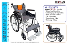 Xe lăn Lucass X91L khung hợp kim nhôm, bánh đúc