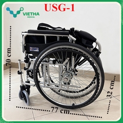 Xe lăn Miki Nhật Bản USG-1, đệm da, khung nhôm cao cấp