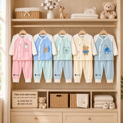 Bộ dài sơ sinh thun lạnh VTKids cài lệch VTBD31