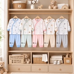 Bộ dài sơ sinh thun lạnh VTKids cài lệch VTBD25