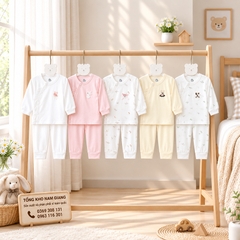 Bộ dài sơ sinh thun lạnh HG cài lệch HGBD15