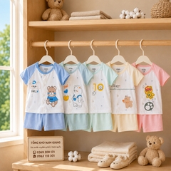 Bộ cộc sơ sinh thun lạnh VTKids cài giữa VTBC16