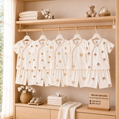 Bộ cộc sơ sinh thun lạnh VTKids cài chéo VTBC12