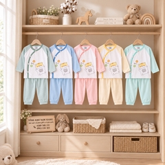 Bộ dài sơ sinh thun lạnh VTKids cài lệch VTBD28