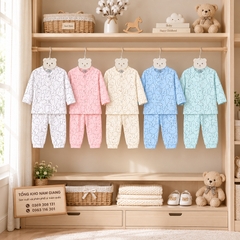 Bộ dài sơ sinh thun lạnh VTKids cài lệch VTBD16