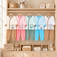 Bộ dài sơ sinh thun lạnh VTKids cài lệch VTBD32