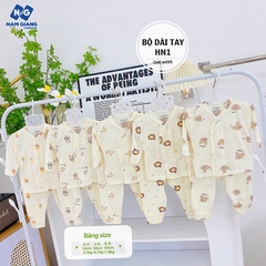 Bộ dài sơ sinh HN KIDS petit cài chéo họa tiết HN1