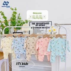 Bộ dài sơ sinh HN KIDS petit cúc chéo họa tiết HN5